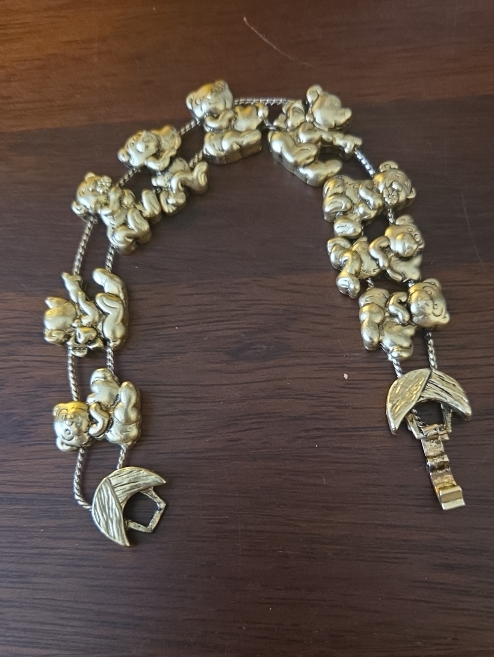 Gold-Tone Teddy Bear Slide Link Bracelet - Women Jewelry